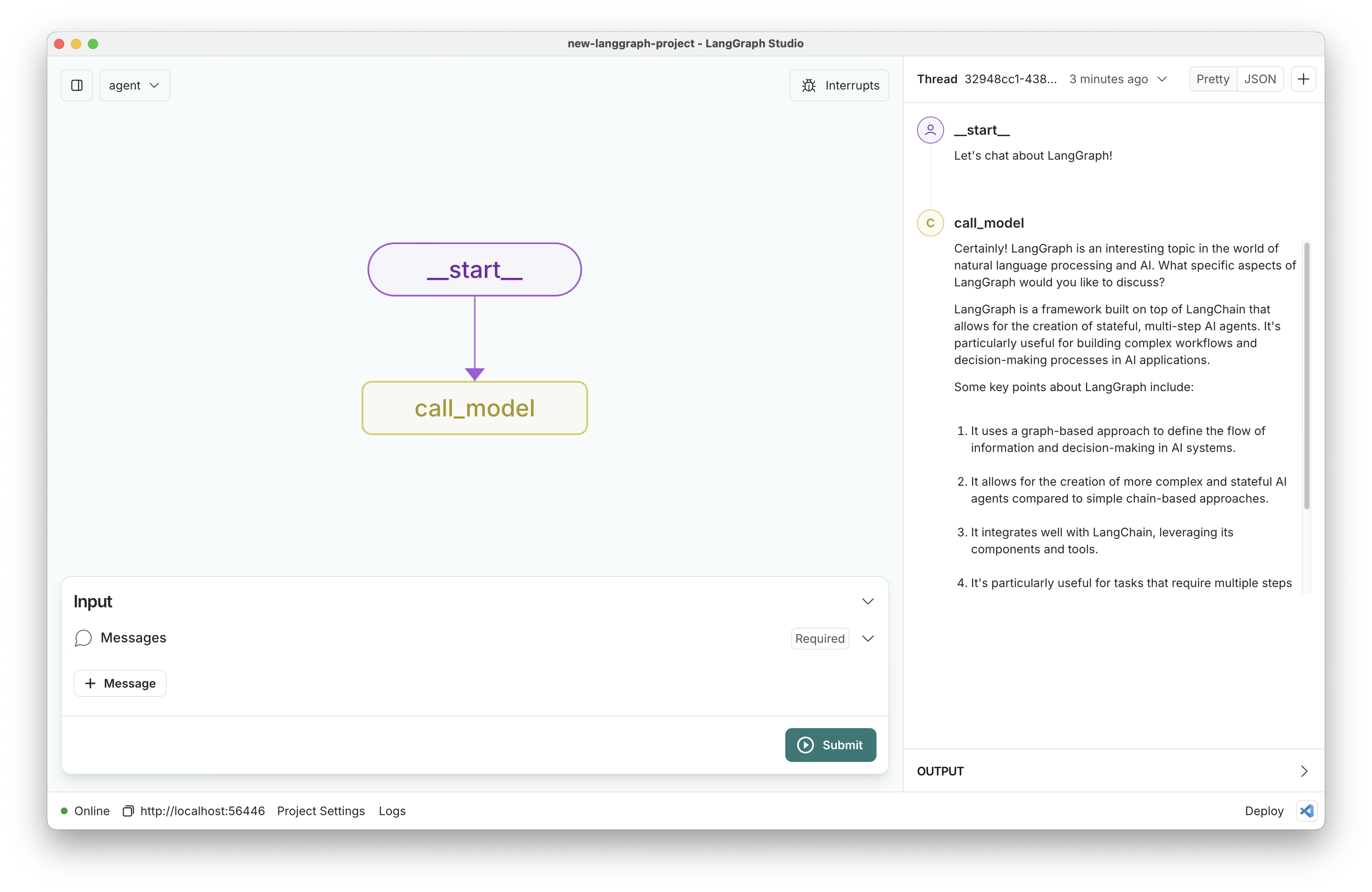 Graph view in LangGraph studio UI